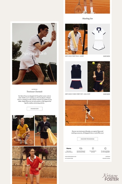tennis outfit, tennis clothing, activewear set, sports polo shirt, athletic shorts, matching activewear set, tennis skirt, new arrival, product launch, editorial, lifestyle, energetic, luxurious, neutral, blue, orange, summer sale